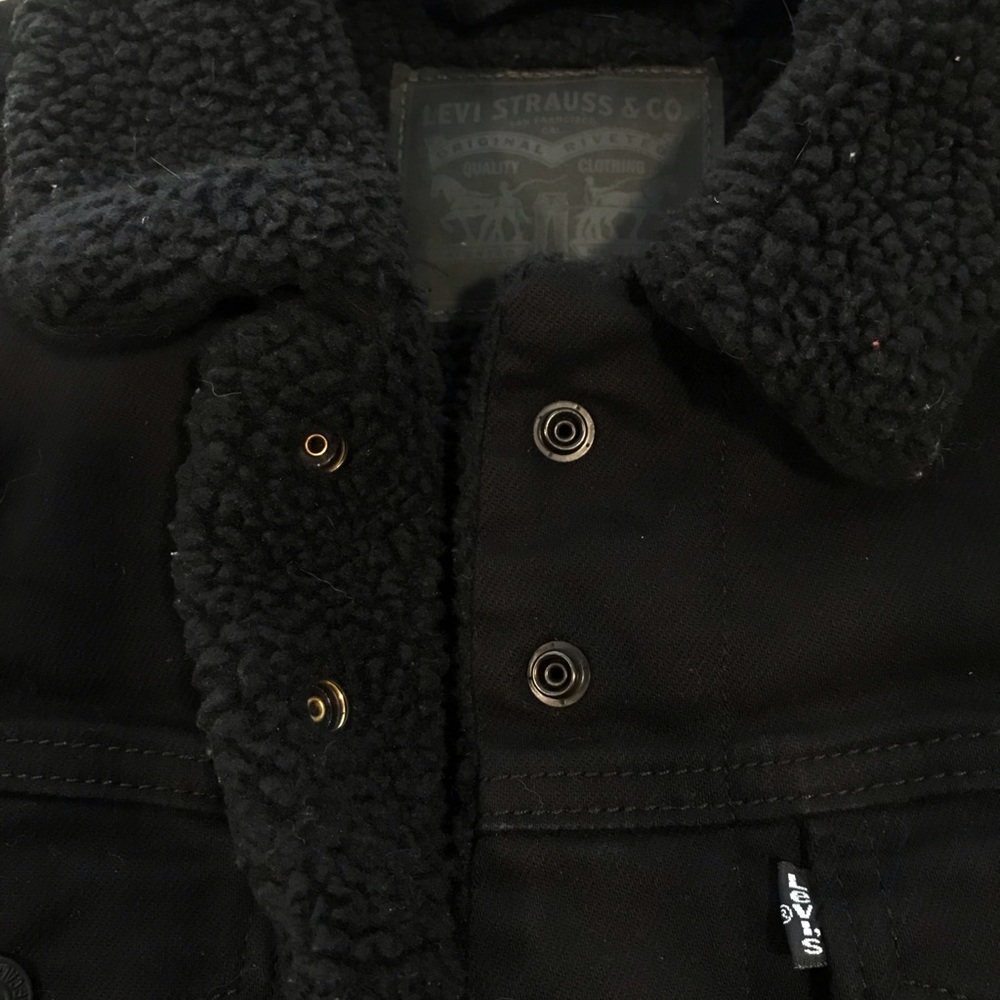 Levi’s Black Wool Lined Denim Jacket - image 5